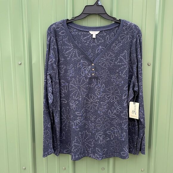 Women's Plus Cozy Waffle Henley Long Sleeve Size 3X - Picture 1 of 7